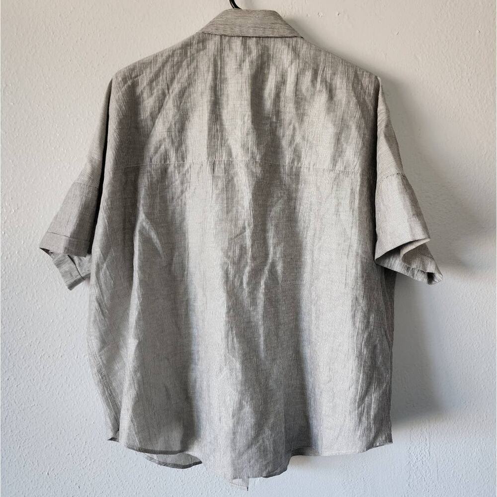 Rag & Bone Tie Shirt Light Heather Grey Linen Button Down Top - Picture 4 of 7